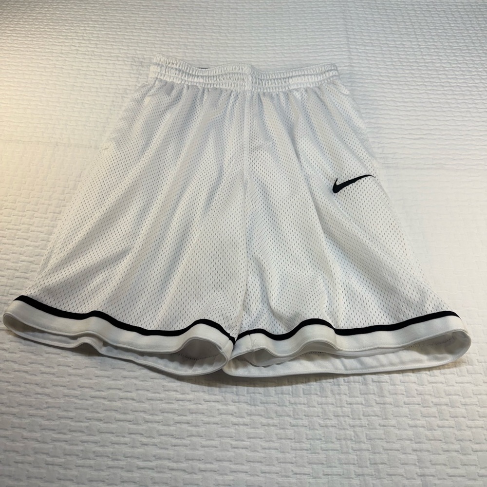 Nike White Dri-FIT Athletic Shorts with Black Logo